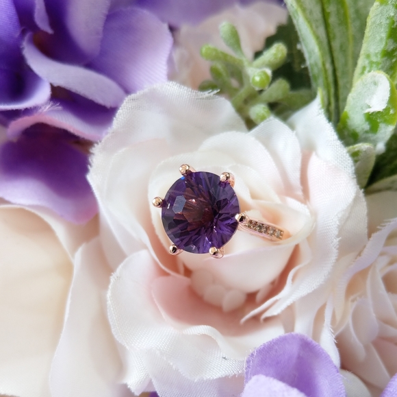 🔥LAST 1🔥NEW STUNNING ROSE GOLD PLATED AMETHYST RING - Picture 7 of 16